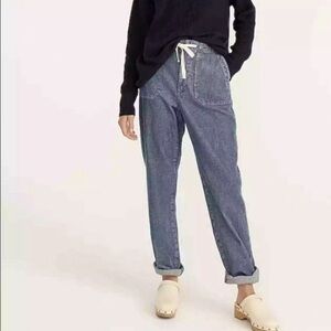 NWOT J. Crew Tie-Waist Camp Pant in Indigo Corduroy - Size XXS